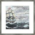 Uss Constitution Heads For Hm Frigate Guerriere Framed Print