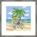 Vacation Relaxing Frog Framed Print