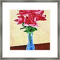 Vase Of Red Roses Framed Print