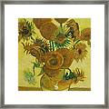 Vase Withfifteen Sunflowers Framed Print