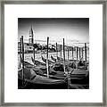 Venice Grand Canal And St Mark's Campanile - Monochrome Framed Print