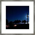 Ventura Ca Cross At Moonset Framed Print