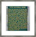 Vfw National Home Michigan Historical Site Sign Framed Print