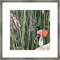 Vietnamese Woman Basket Back Work Framed Print