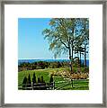 View From Porch On Mackinac Island Of Bridge Framed Print