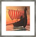 Viking Man And Longship Framed Print