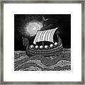 Viking Ship_bw Framed Print