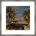 Vintage Classic Automobile With Palm Trees At Sunrise Framed Print