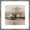 Vintage Electric Car And Mt. Rainier - 1919 Framed Print
