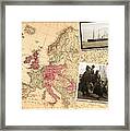 Vintage Map Europe To New York Framed Print