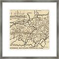 Vintage Map Of Great Smoky Mountains National Park From 1941 Framed Print