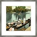 Vintage Rowing River Thames Molesey Lock Framed Print