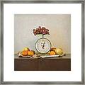 Vintage Scale And Fruits Painting Framed Print