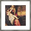 Virgin With Child At Sunset Framed Print