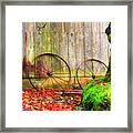 Wagon Wheels And Autumn Leaves Framed Print