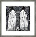 Walking Across The Brooklyn Bridge Framed Print