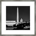 Washington Dc Skyline At Night Framed Print