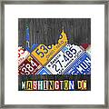 Washington Dc Skyline Recycled Vintage License Plate Art Framed Print