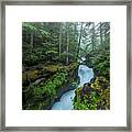 Water Rushes Through The Carved Stone Of Avalanche Creek Framed Print