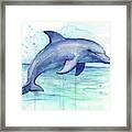 Watercolor Dolphin Painting - Facing Right Framed Print