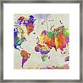 Watercolor Impression World Map Framed Print