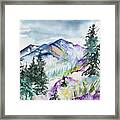 Watercolor - Long's Peak Summer Landscape Framed Print