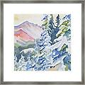 Watercolor - Long's Peak Winter Landscape Framed Print