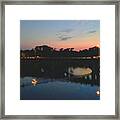Watercolor Sunset Over Lamar Street Bridge Austin Texas Framed Print