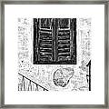 Weathered Window And Railing - Slovenia Framed Print