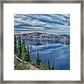 Cliff Reflections On Crater Lake Framed Print