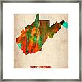 West Virginia Watercolor Map Framed Print