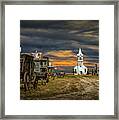 Western Prairie 1880 Town In South Dakota At Sunset Framed Print