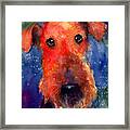 Whimsical Airedale Dog Painting Framed Print