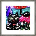 Whimsical Black White Kitty Cat Framed Print
