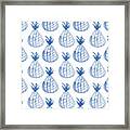 White and Blue Pineapple Party Framed Print