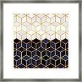 White And Navy Cubes Framed Print