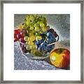 White, Rose And Red Grapes Framed Print