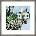 White Tiger And The Taj Mahal Image Of Beauty Framed Print