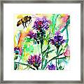 Wild Flowers Thistles And Bees Framed Print