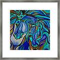 Wild  Horses In Brown And Teal Framed Print