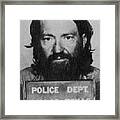 Willie Nelson Mug Shot Vertical Black And White Framed Print