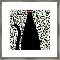 Boomerang Cat In Pink And Green Framed Print