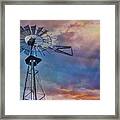Windmill At Sunset Framed Print