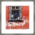 Window On Red Wall San Miguel De Allende, Mexico Framed Print