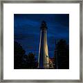 Windpoint Lighthouse After Dark Framed Print