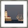 Windy And The Chicago Harbor Light - D009820 Framed Print