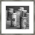 Wine Cork Panorama In Black And White Framed Print