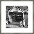 Winterset Iowa Covered Bridge Black And White Framed Print