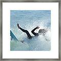 Wipeout - Surfer At Cayucos, California Framed Print