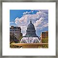 Wisconsin  Capitol And Fountain Framed Print